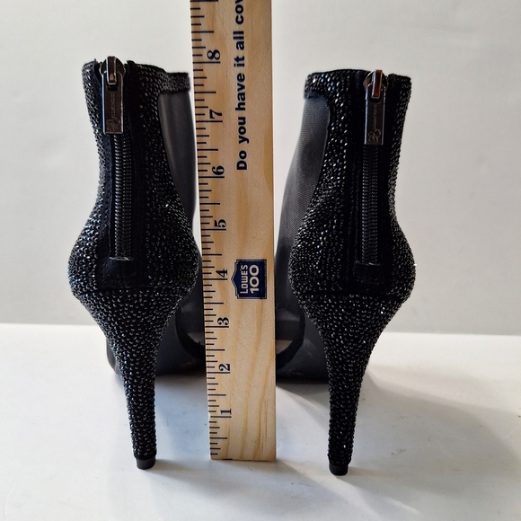 Jessica Simpson Black Mesh Rhinestone Whimsigoth Fairy Ankle Booties Size 7.5M - Picture 7 of 15